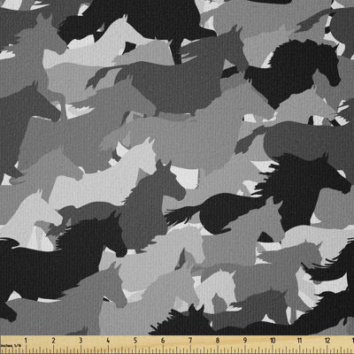 Deverne Mustang Herd Galloping Together Animal Silhouettes Multi-Purpose Fabric