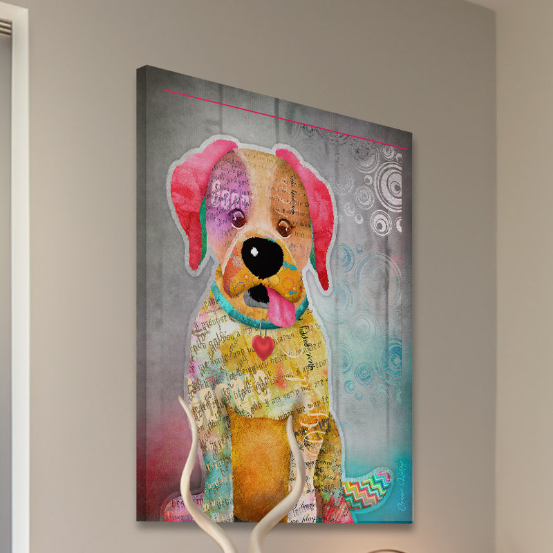 "sit stay love ii" par connie haley, reproduction d’art sur toile tendue, H 24 po x l 16 po x P 1,5 po