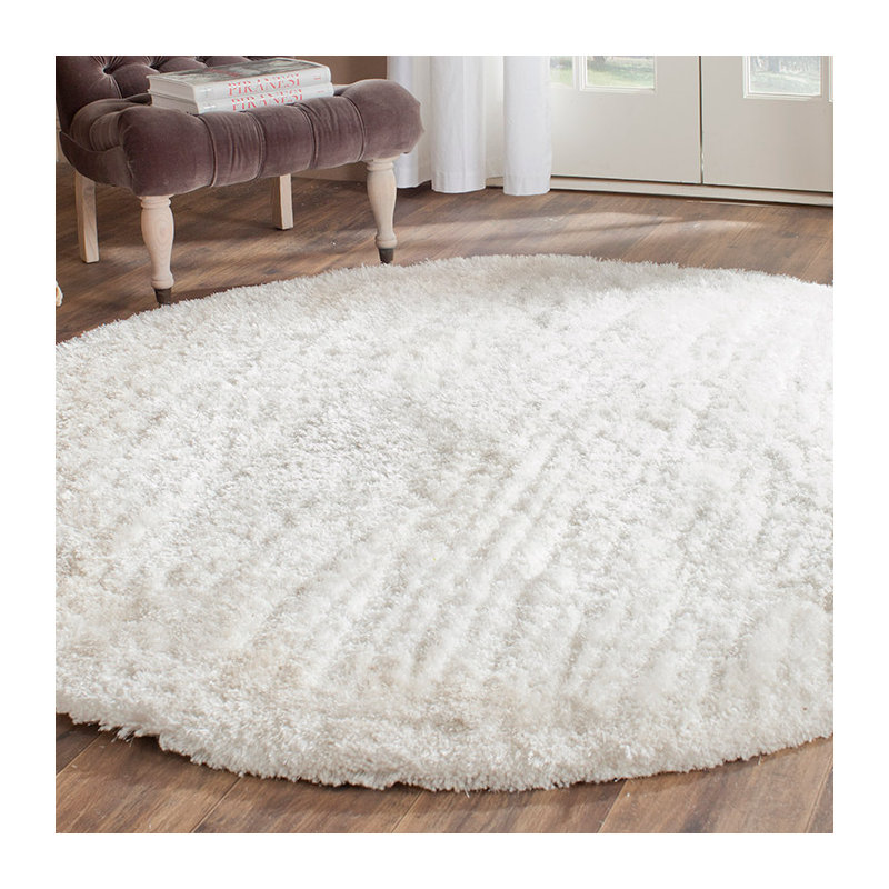Delane White Area Rug, Round 4'