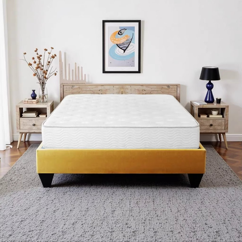 Grand matelas à ressorts ensachés 9 pouces dans une boîte, avec soulagement de la pression et faible transfert de mouvement, certifié CertiPUR-US, blanc