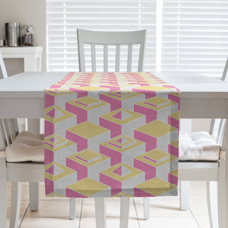 Chemin de table Classic Skyscrapers, 16 po x 90 po, Jaune / rose