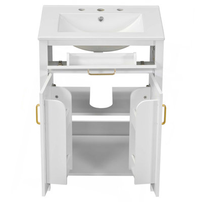 Bathroom Vanity With Ceramic Sink, 2 Soft-Close Doors & 1 Drawer