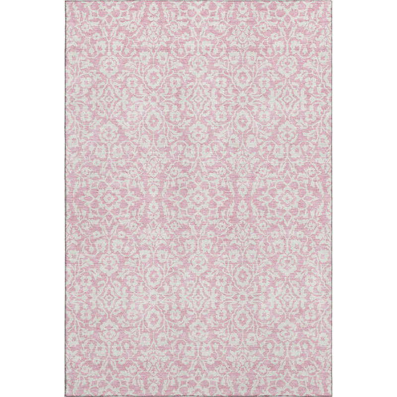 Premium Machine Washable Prisco Pink Rug, Rectangle 2'6" x 3'10"