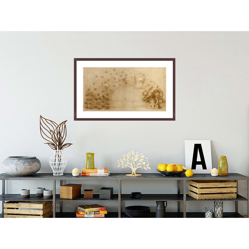 Sketch of a mortar for fragmentation bombs by Leonardo da Vinci -Framed Giclee Print, H 25,47 po x l 41,5 po