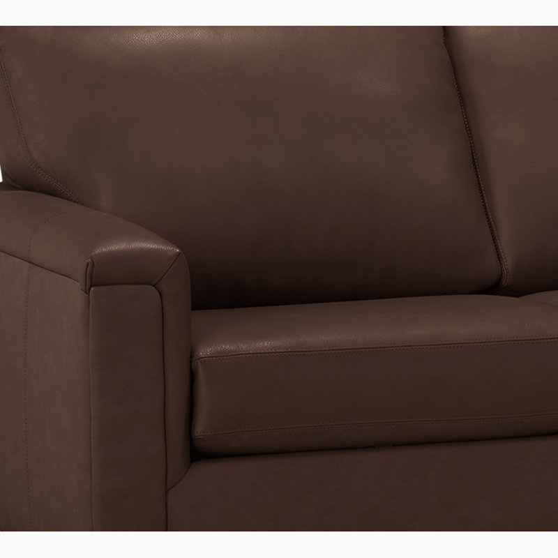 Platte Upholstered L-Shaped Sectional Right Hand Facing, Brown Genuine Leather