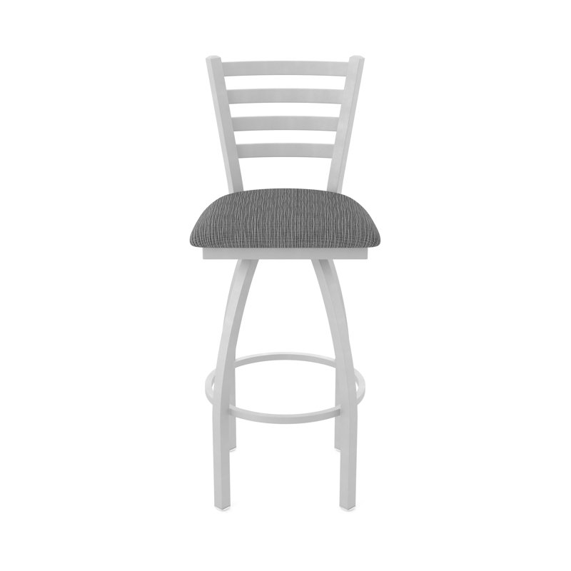 Jackie Swivel Stool, Anodized Nickel, Bar Stool (30" Seat Height), Fabric-Graph Coal