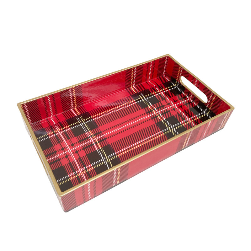 Red Plaid Vanity Tray