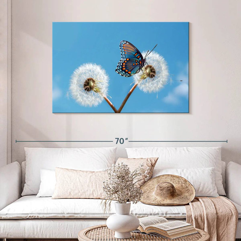 Brampt papillon sur pissenlit, H 30 po x l 45 po