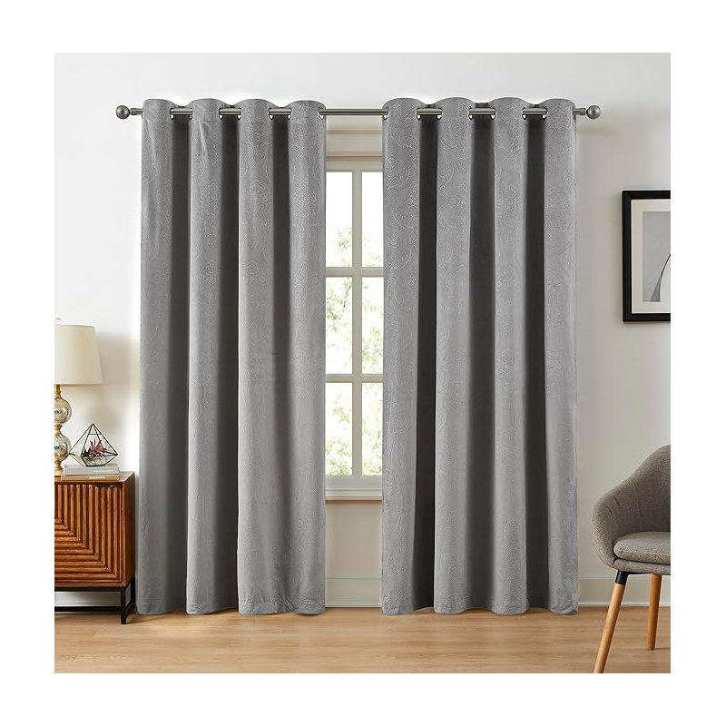Matyson Velvet Room Darkening Curtain Pair, 54" W x 84" L, Silver