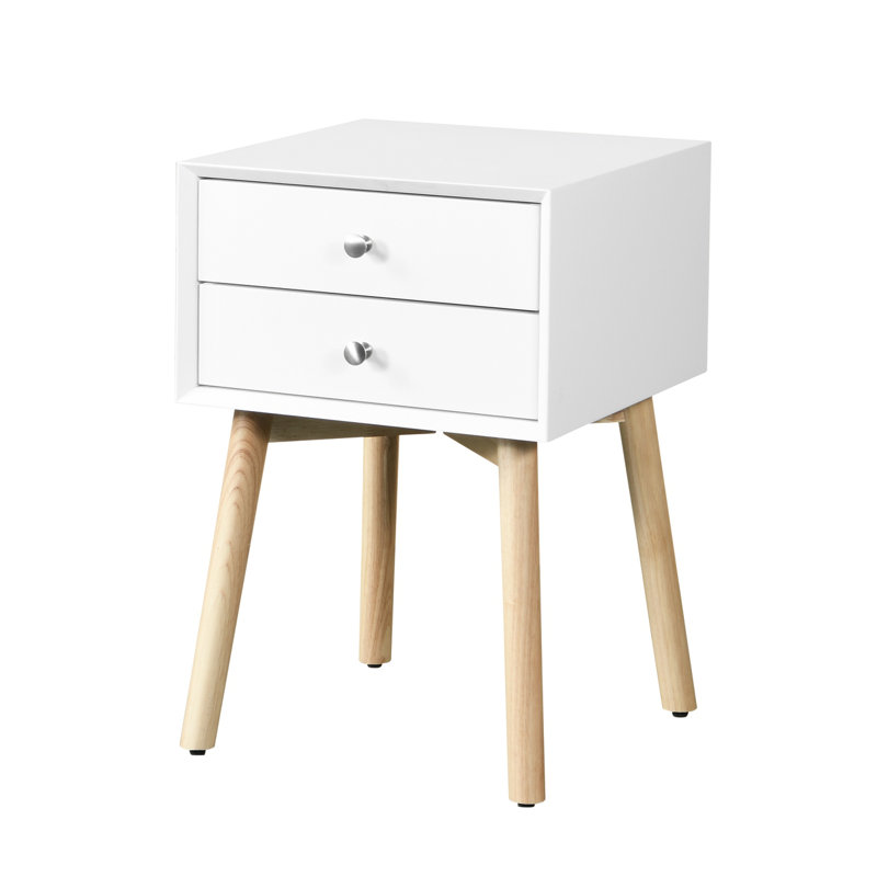 Commode décorative, table de chevet, table de chevet, table de chevet en bois Jurgita, Blanc