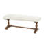 Banc en tissu crème avec pieds tournés bruns