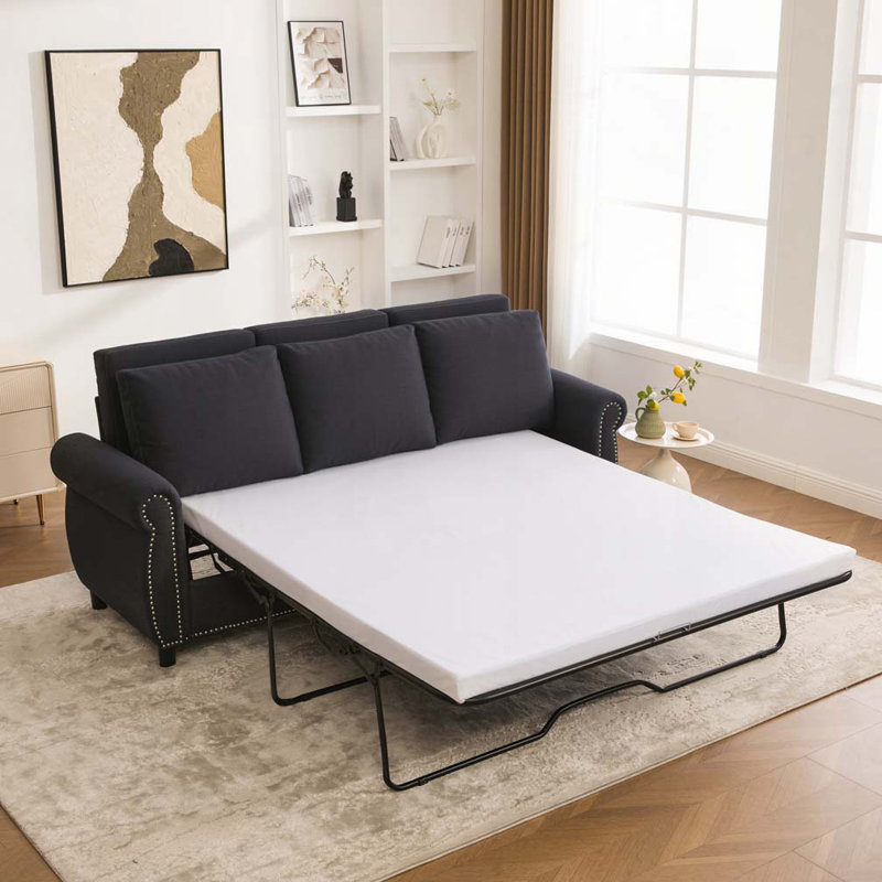 Canapé-lit 81,5 po à 3 places avec canapé-lit et matelas, Gris foncé