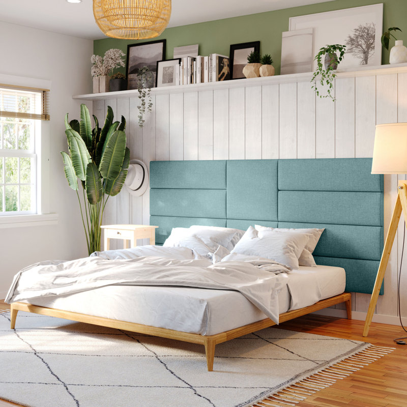 Panellist Modern Padded Headboard – Wyma Configuration Giant Headboard Panels, Petrol Blue Microvelvet, Bleu sarcelle