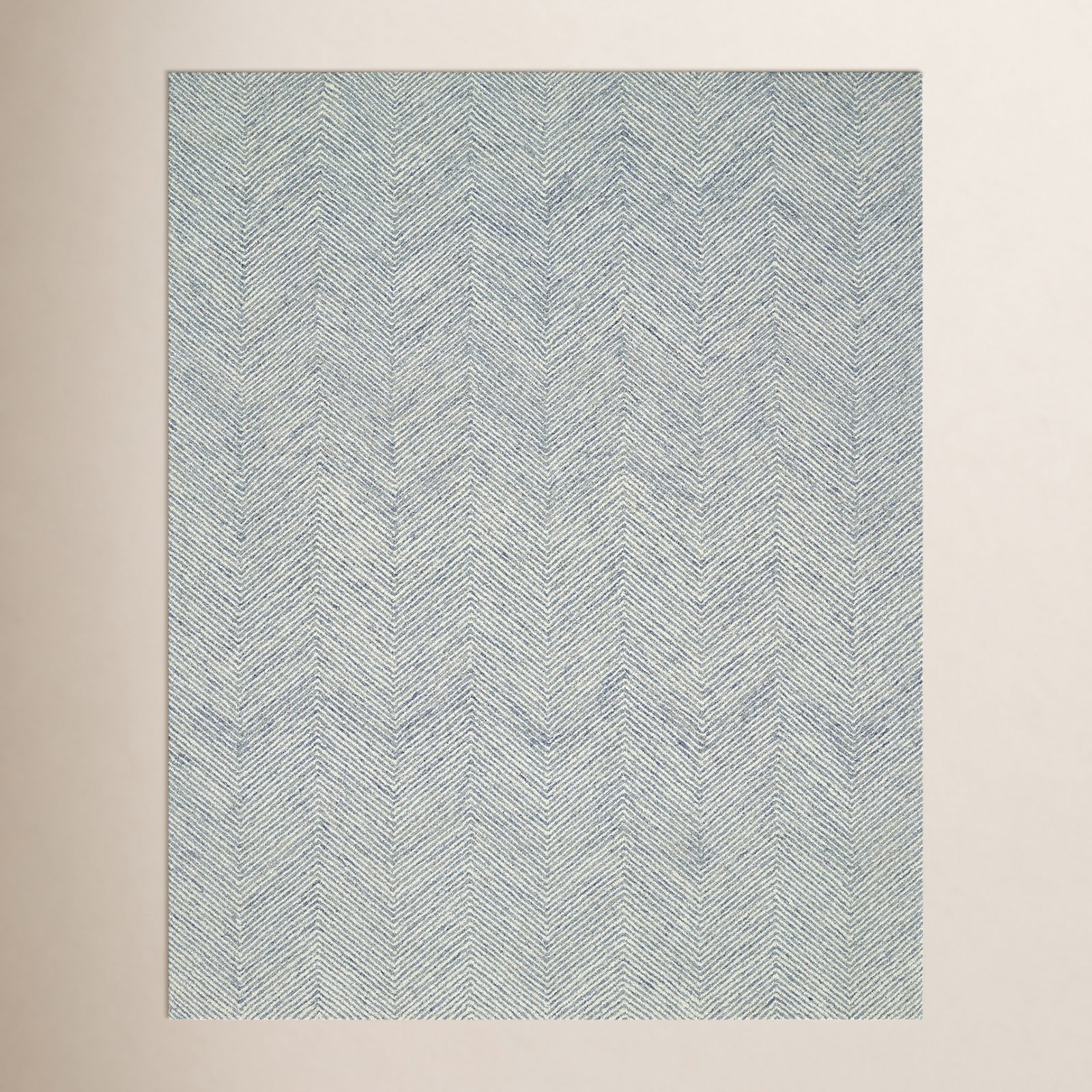 Wheaton Blue Beige Hand-Tufted Wool Chevron Rug, Rectangle 8' x 10'
