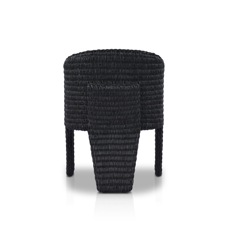 Fae Outdoor Dining Armchair, Vintage Coal Wicker/White Performance Olefin