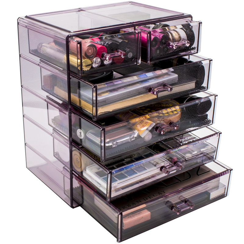 Purple Clear Acrylic 7-Drawer Makeup and Jewelry Organizer