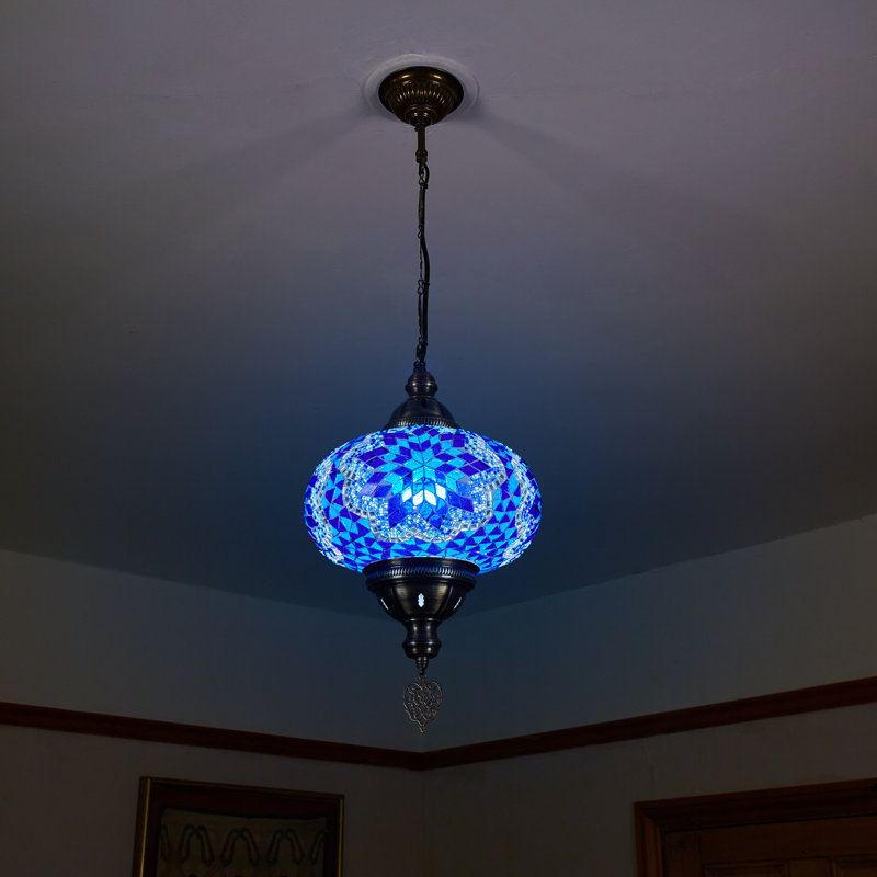 Karlie 1 - Light Bronze Single Pendant, Blue