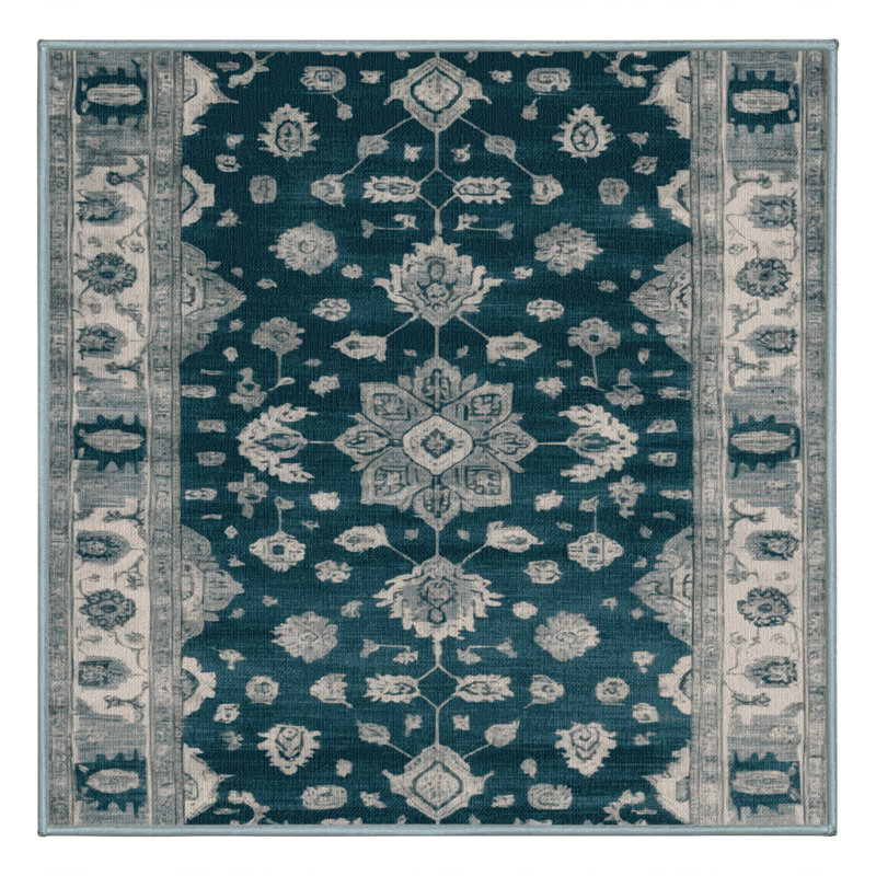 Tapis bleu lavé à la machine, Carré 4 pi