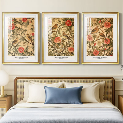 WM MORRIS Series CLXXVI  -Custom Framed  Premium Print W Matt - 3 Pieces