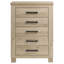 Commode 5 tiroirs en chêne vieilli