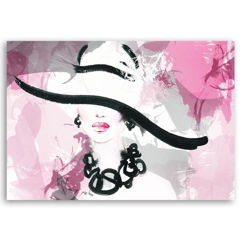 Glamor Woman With Hat - Wrapped Canvas Print, 80cm H x 120cm W