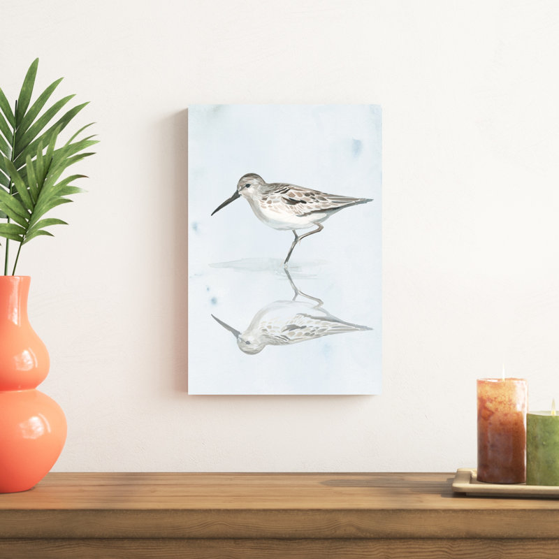 «Sandpiper Reflections II», peinture sur toile, H 18 po x l 12 po