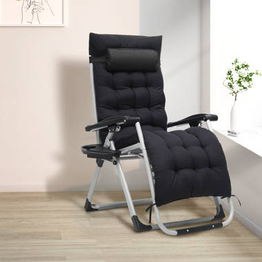 Halback Zero Gravity Chair, Folding Reclining Lounge Chair with Cushion, Headrest Support 400lbs Arlmont & Co. Cushion Color: Silver/Gray