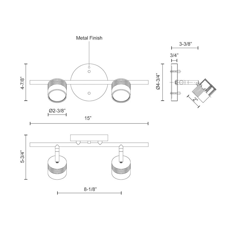 Lyra 15" 2 -Light Track Kit, Brushed Nickel