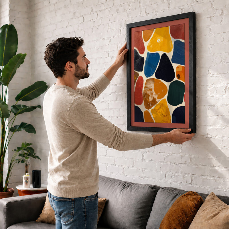 Mosaic Fragments Geometric - Print, A1 - 84.1 x 59.4 cm, White