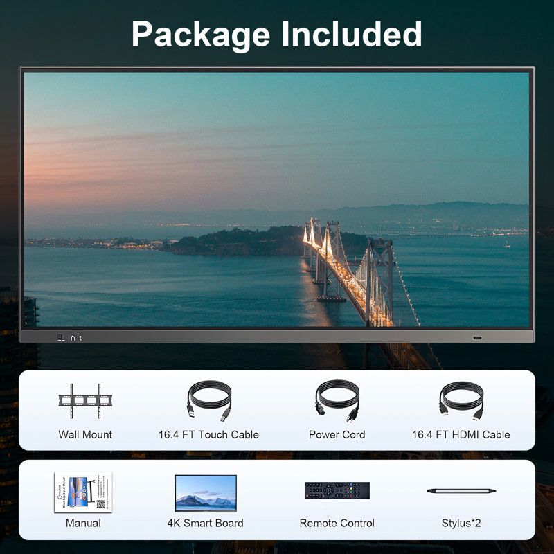 JYXCN Hurry! Smart Board 49 Inch All-in-One - Touch Screen with Dual System & Cloud Sharing, Empower Classroom Learning, Streamline Office Workflows & Deliver Stunning Presentations