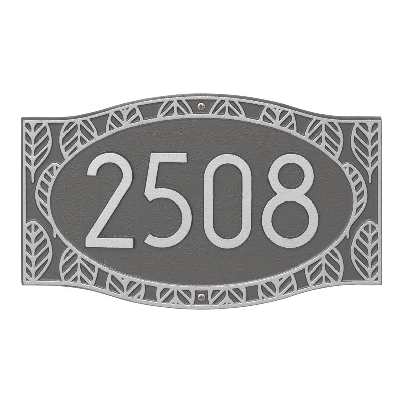 Frond Neohaus 1-Line Personalized Wall Address Plaque, Yes, Pewter/Silver