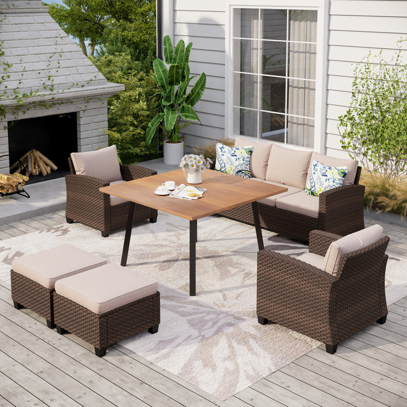Ensemble de conversation avec coussins 6 pièces, Beige
