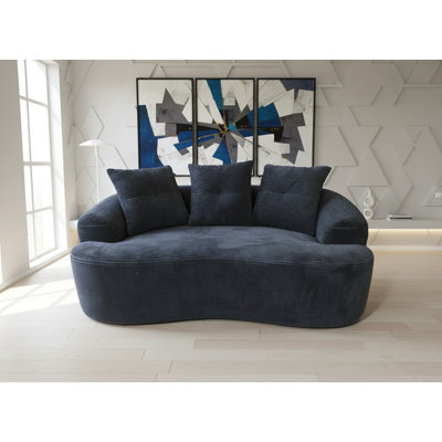 65.35" Curved Loveseat Sofa With Pocket Spring Cushions For Soft Seating, Small Space Couch With 3 Throw Pillows, No Assembly Needed, Black