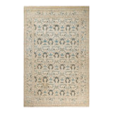 Tapis ivoire / bleu noué à la main de conception unique 6 pi x 9 pi Keller