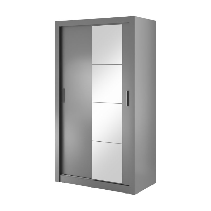 Zakhar 2 Door Manufactured Wood Wardrobe, Grey, 215cm H x 120cm W x 60cm D