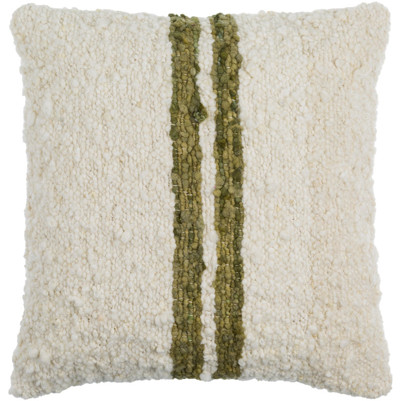 Alivia Striped Throw Pillow, Olive Green, Polyester/Polyfill, 22" x 22"