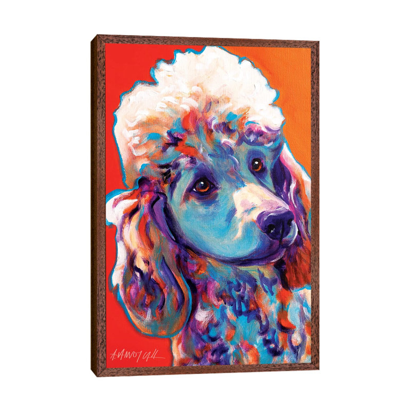 Bonnie The Poodle by DawgArt - Print on Canvas, 66.04 cm H x 45.72 cm W, Brown Framed