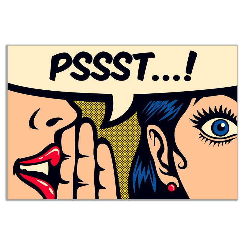 Modern Pop Art Girl Pssst! - Wrapped Canvas Print, 41cm H x 61cm W