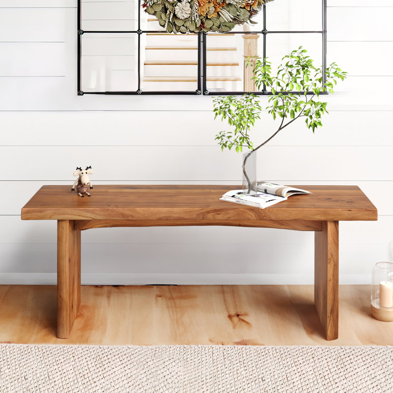 Banc en bois massif Beitnes, Bois foncé - bois d'orme, 17.7'' H X 47.2'' W X 12.6'' D