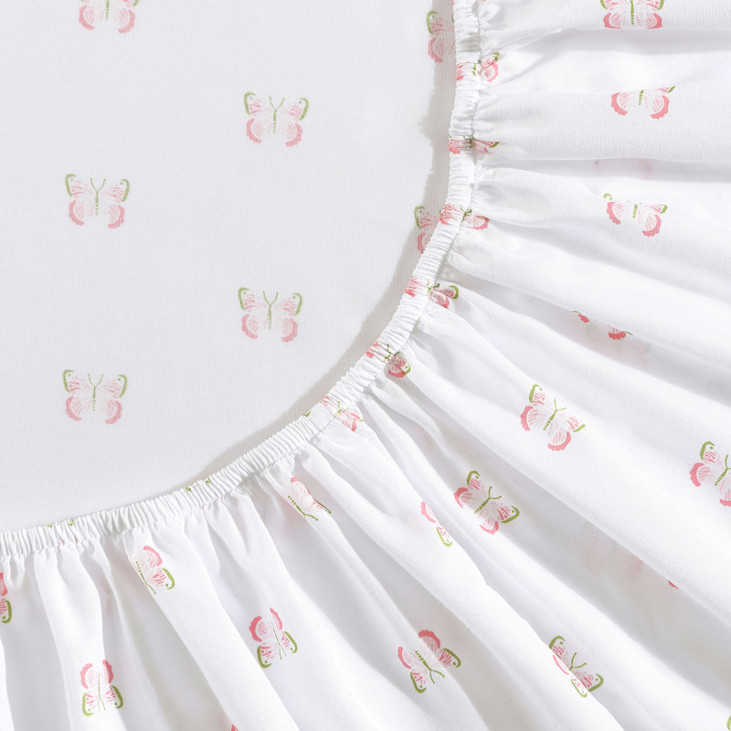 Pink Butterfly Print Twin XL Microfiber Kids Sheet Set