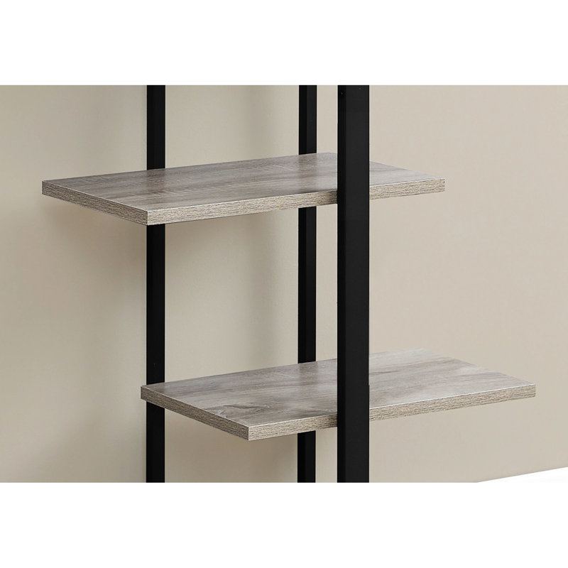 Bibliothèque à 5 tablettes en taupe pour chambre à coucher et bureau industriel moderne avec tablettes noires