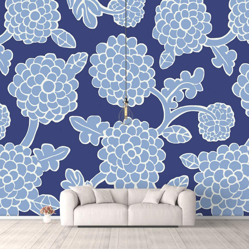 Murale luxuriante, Bleu, L 100 po x l 144 po