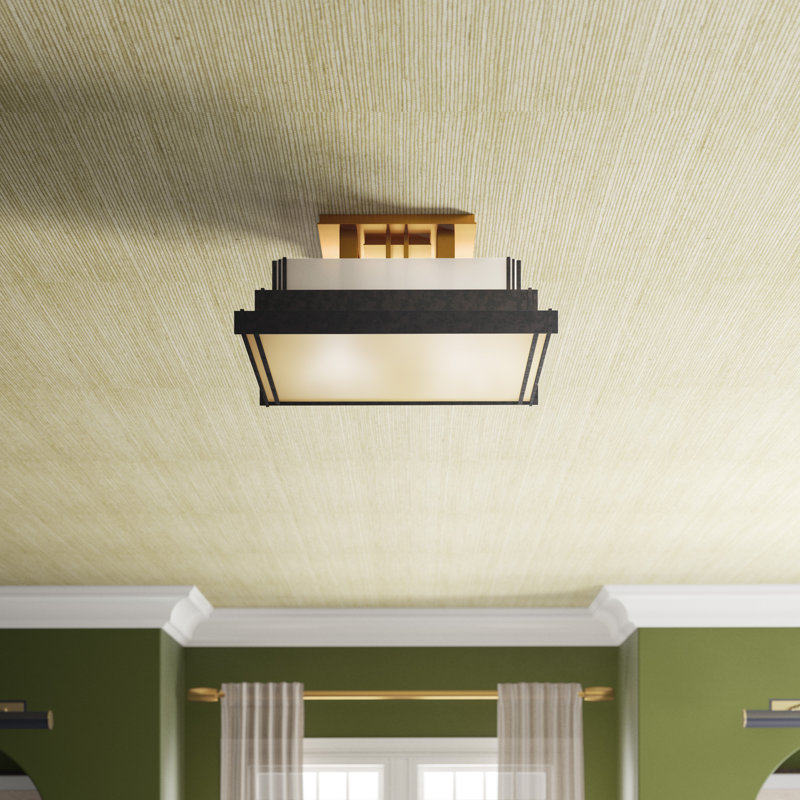 Steppe 4 - Light Lantern Square Semi Flush Mount, White, Sterling, 12" H x 17.1" W x 17.1" D