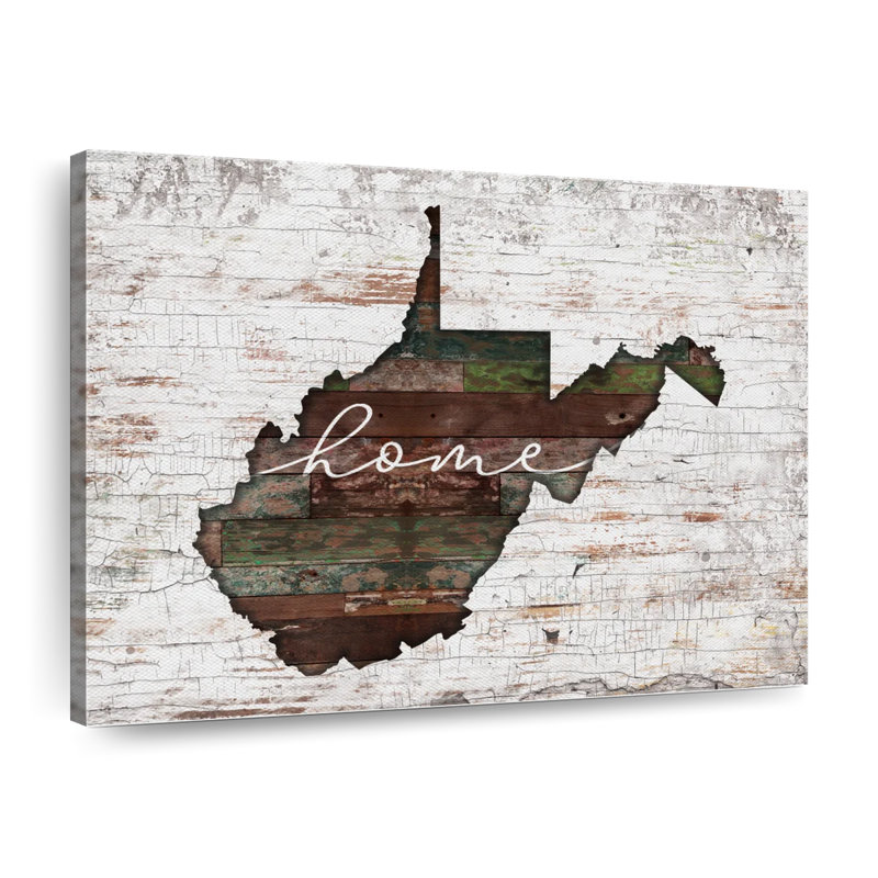 West Virginia Home Map, H 12 po x l 15 po x P 1,25 po