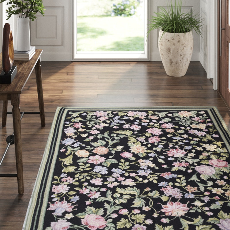 Hand-Knotted High-Quality Black Area Rug