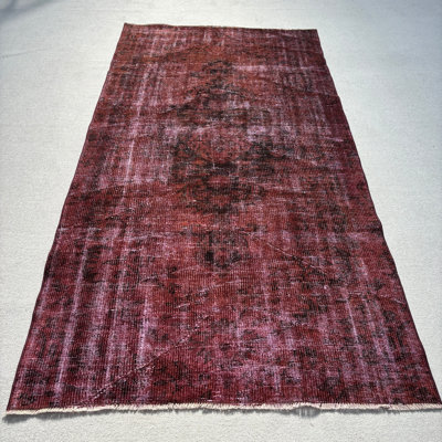 Tapis moderne en laine patchwork moderne rouge 49,2 x 94,9 pouces