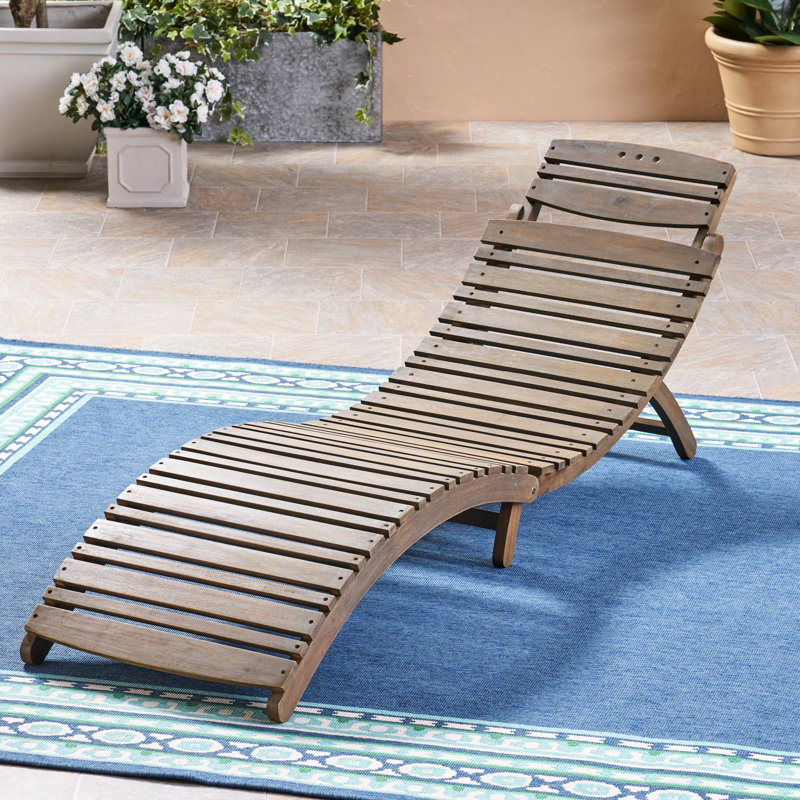 Chaise longue en bois gris de 34,97 lb avec siège pliable 21,71 po x H 24,54 po, pour un gain de place, Gris