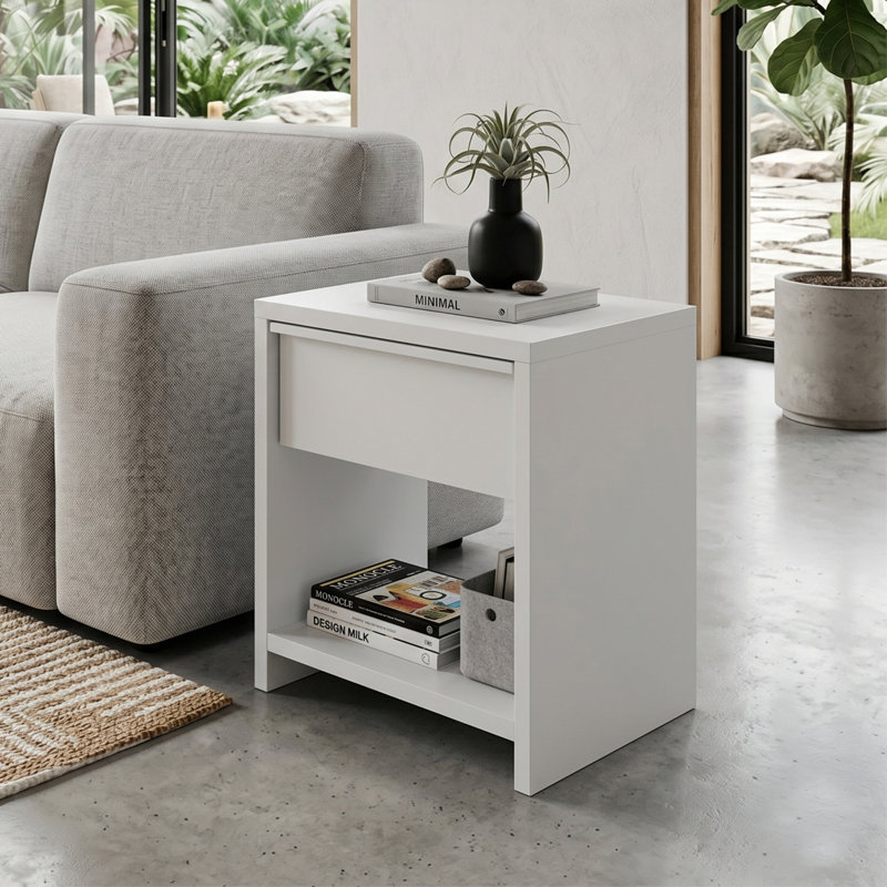 Serenova Modern 23" H 1 Drawer Nightstand With Open Shelf