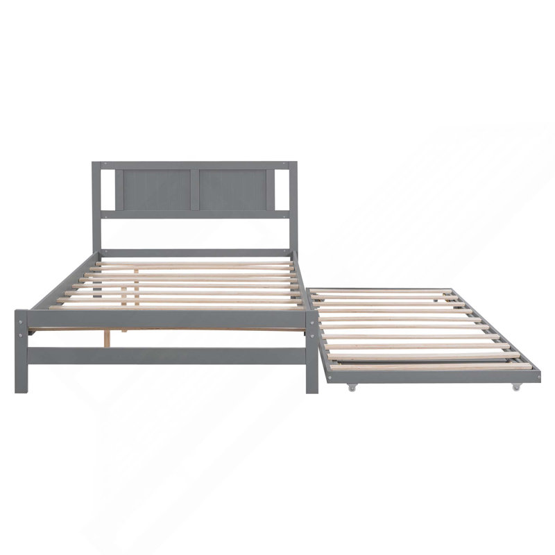 Lit plateforme avec lit gigogne réglable, Grey