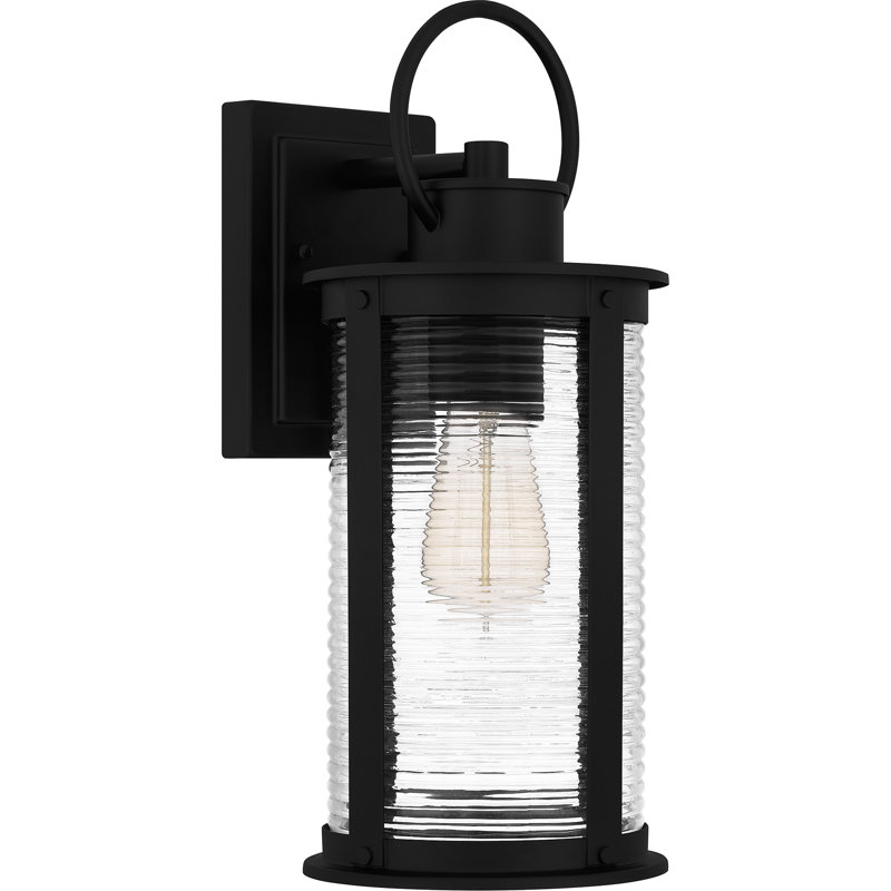 Lanterne murale d'extérieur noir mat à 1 lumière Abhiraam, H 15,5 po x l 6,5 po x P 7,75 po